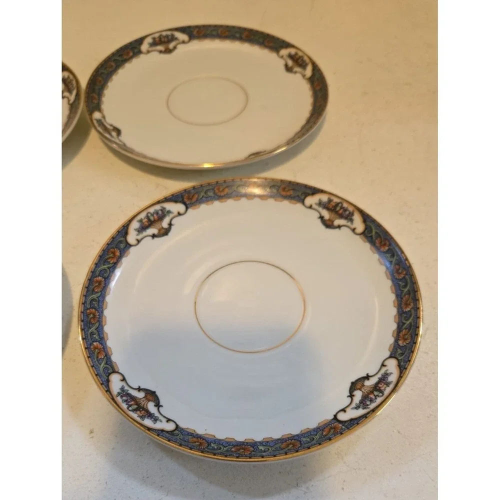 4 Replacement Rosenthal Bavaria Tea Plates Blue Floral & Fruit Basket 5‎ 3/4